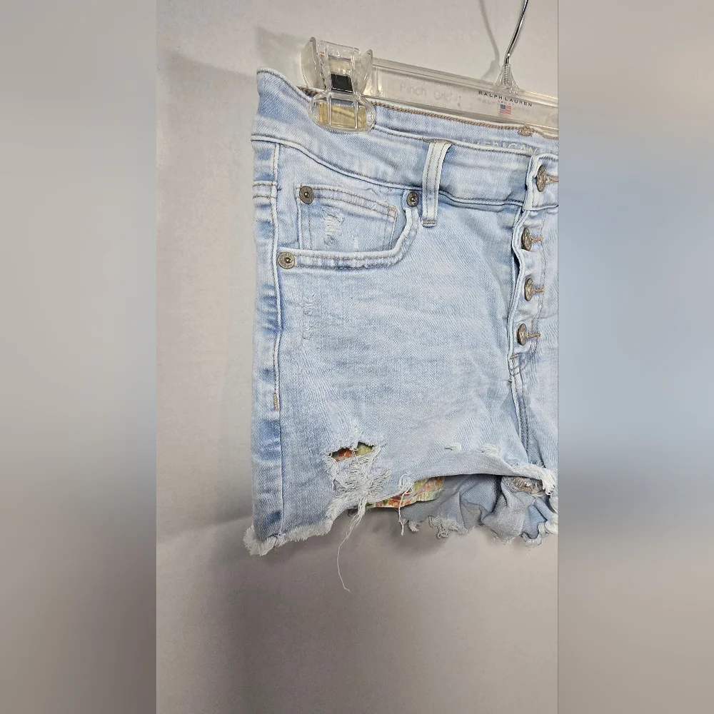 American Eagle Next Level Stretch Hi-Rise Shortie Shorts Distressed Women's 6 - Picture 3 of 12